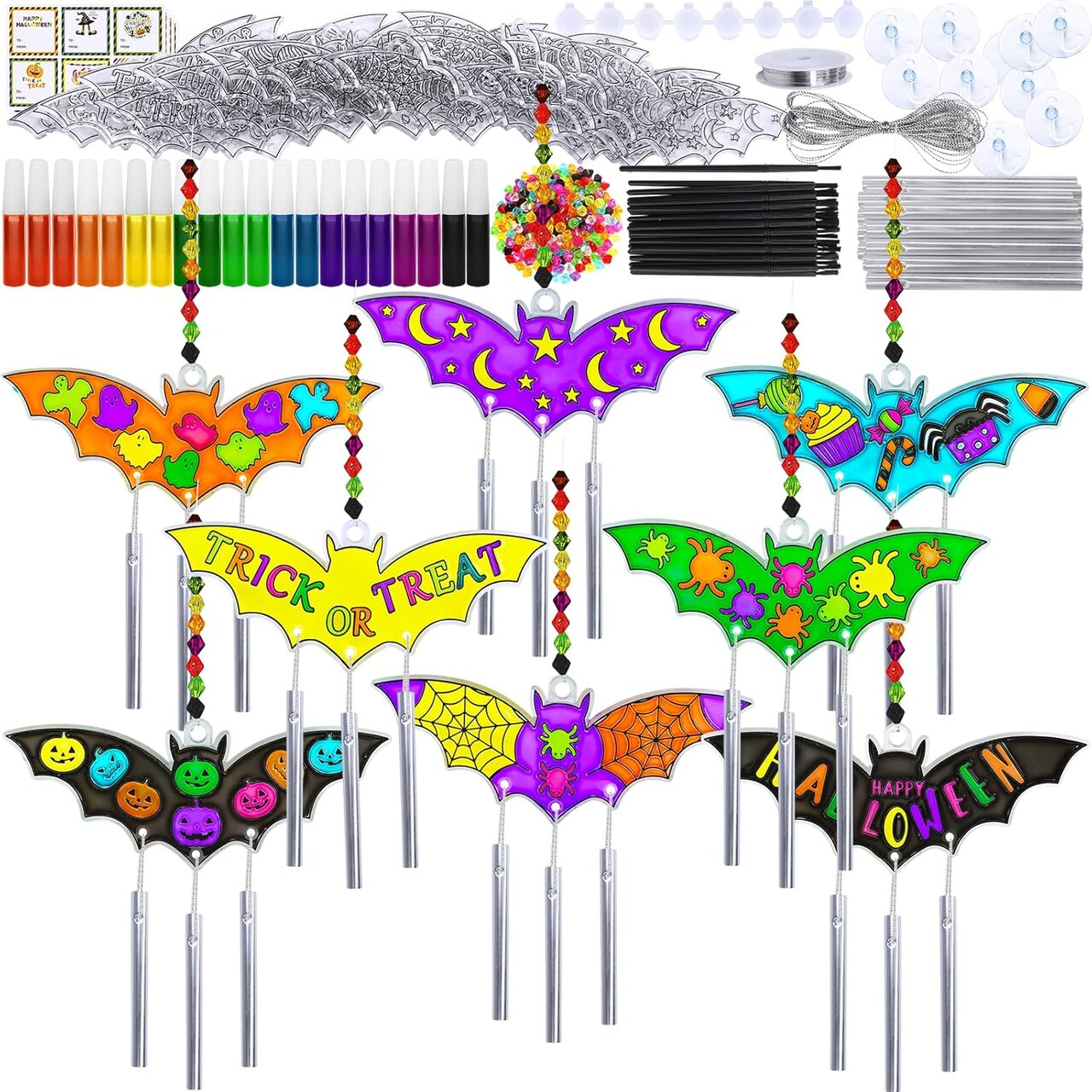 24 Set Halloween Bat Suncatcher Wind Chimes Ornaments Decorations